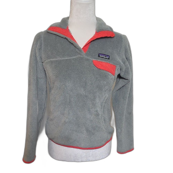 Patagonia Tops - Patagonia Gray Fleece Pullover with Coral Trim